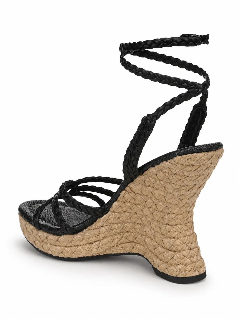 Sam Edelman Black Mindie Espadrille Ankle Strap Platform Wedge Sandals Size 7